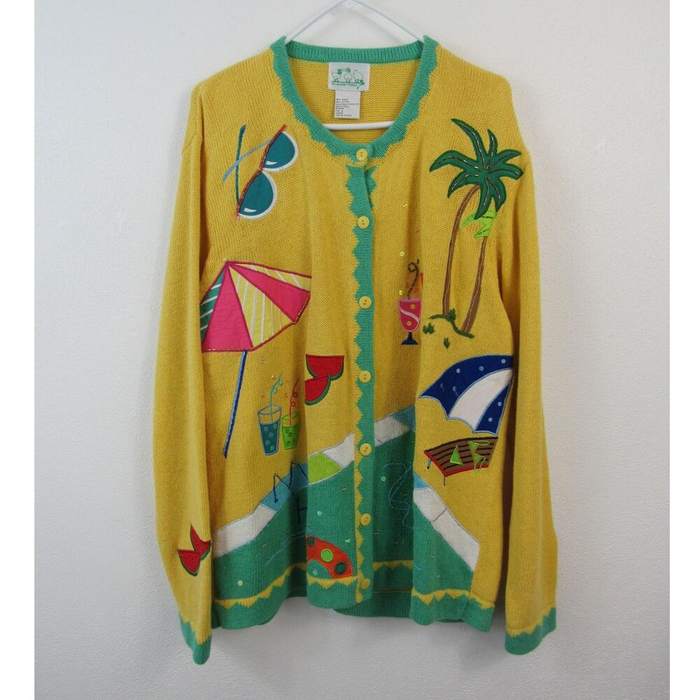 The Quacker Factory Large A Day At The Pool Cardi… - image 1